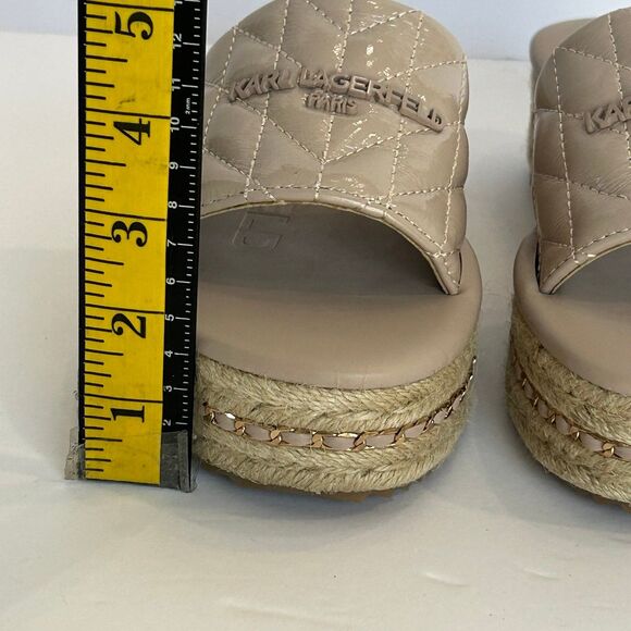 Karl Lagerfeld Paris Sandal Women’s Size 7.5M Mauve Tan Gold Slip-on Quilted - Picture 12 of 12